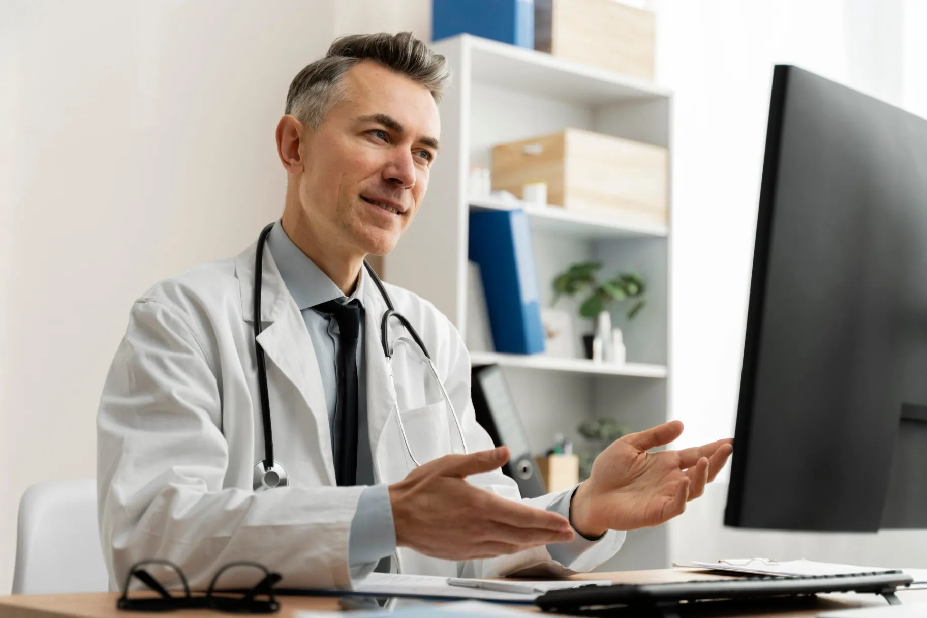 doctor offering medical teleconsultation doctor offering medical teleconsultation